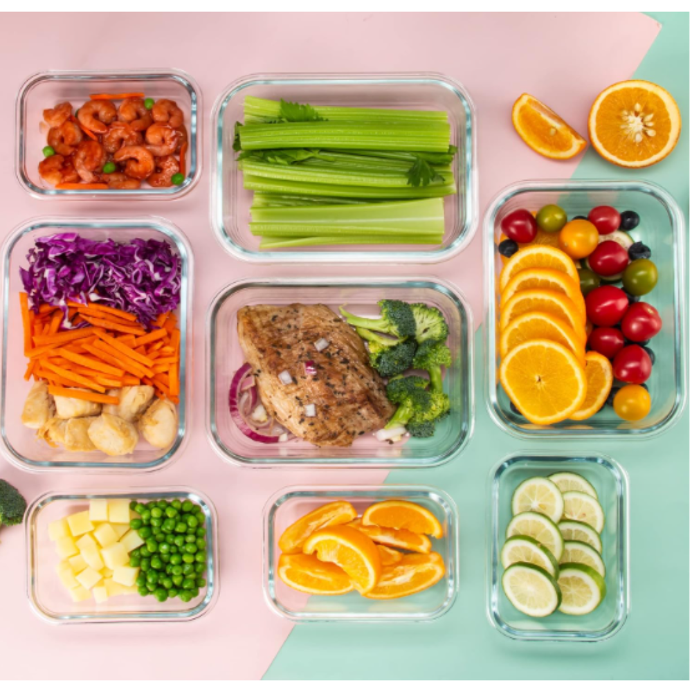 Meal Prep Glass Containers with Lids and Steam Vent