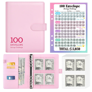 100 Envelopes Money Saving Challenge Book with Laminated Tracker