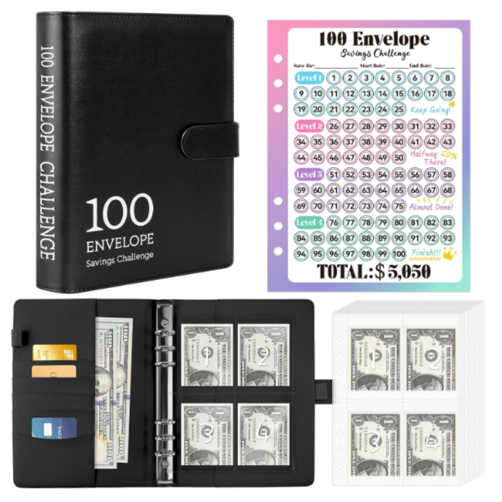 100 Envelopes Money Saving Challenge Book with Laminated Tracker