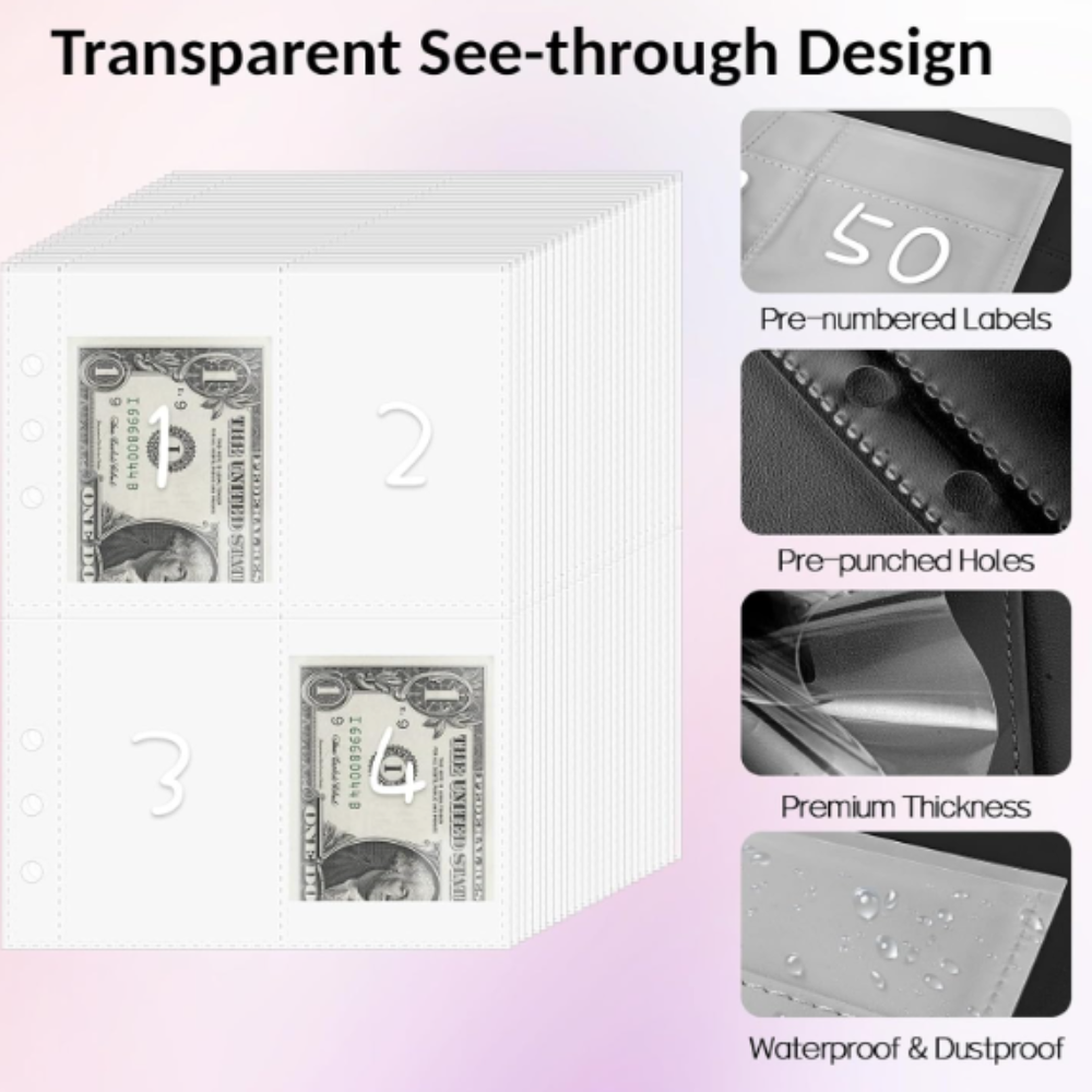 100 Envelopes Money Saving Challenge Book with Laminated Tracker